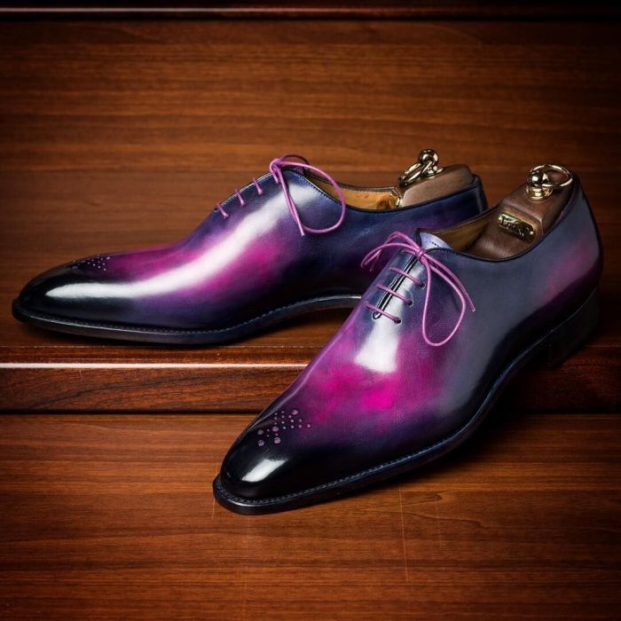 Purple and black mens dress shoes